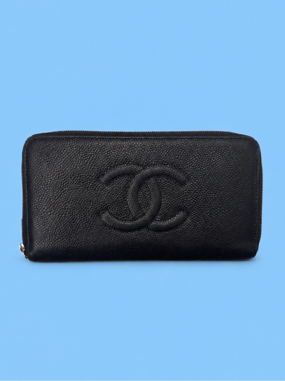 🔥CHANEL Caviar Large Timeless CC Zip Around Wallet in Black